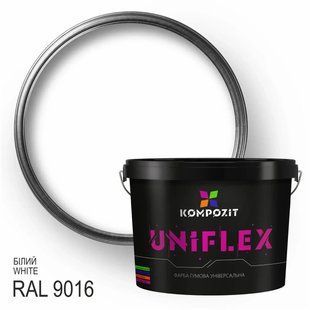 Фарба гумова універсальна Kompozit UNIFLEX 12 кг, Білий 4820251523860 фото