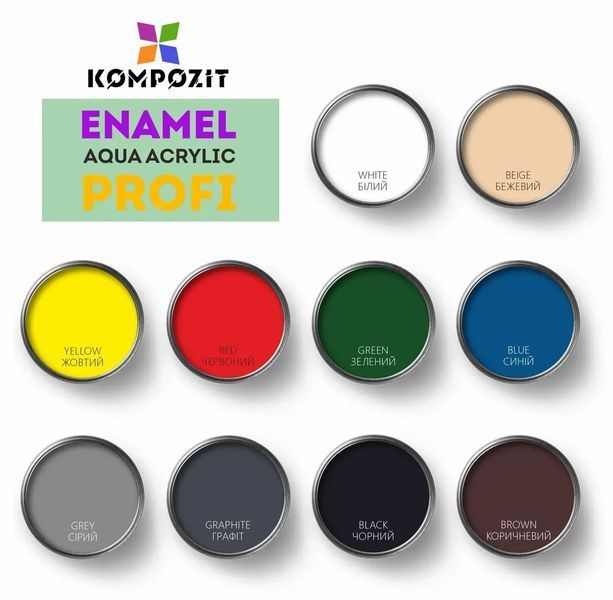 Емаль акрилова KOMPOZIT Profi (Композит Профі) біла, шовковисто-матова 0,3 л 4820085744646 фото