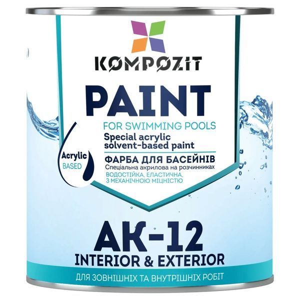 Фарба для басейнів Kompozit АК-12 Блакитна 0,9 кг 4&nbsp;820&nbsp;085&nbsp;742&nbsp;048 фото