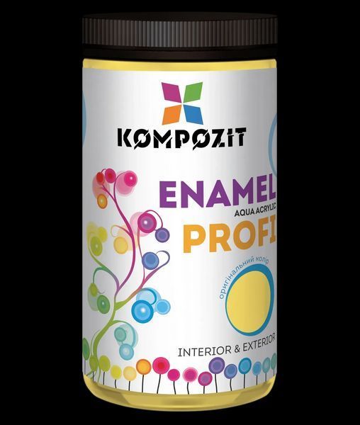 Емаль акрилова жовта глянцева на водній основі KOMPOZIT Profi (Композит Профі) 0,3 л 4 820 085 744 929 фото